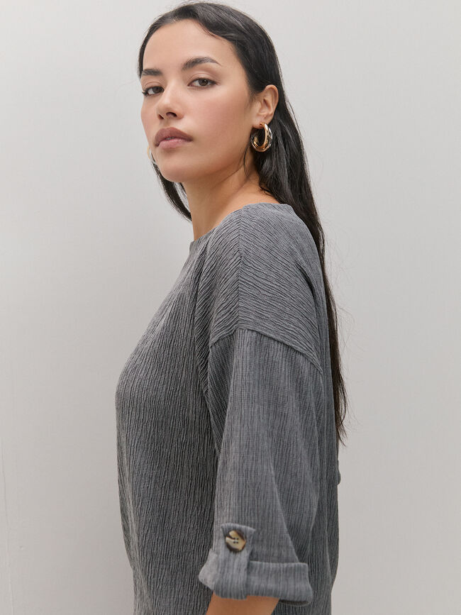 CAMISETA DETALLE MANGA Gris Oscuro