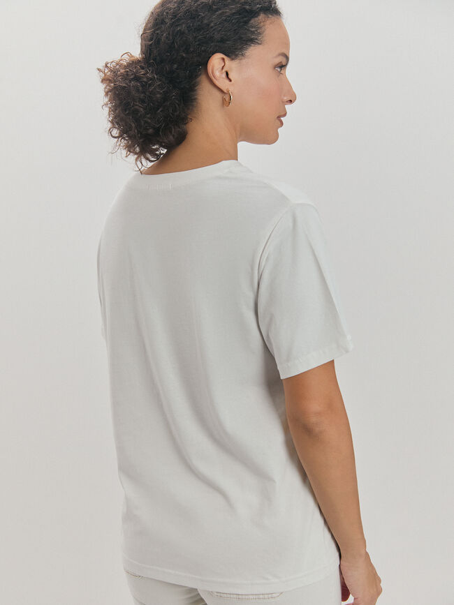 CAMISETA LETRAS LEOPARDO Blanco Hueso