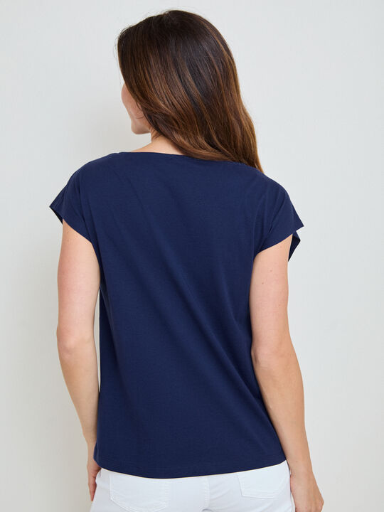 CAMISETA HOMBRO CAIDO Azul Noche image number null