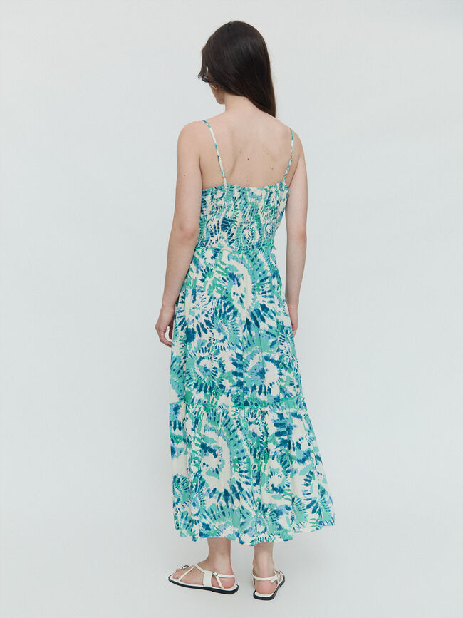VESTIDO ESTAMPADO ESPEJOS Turquesa Oscuro