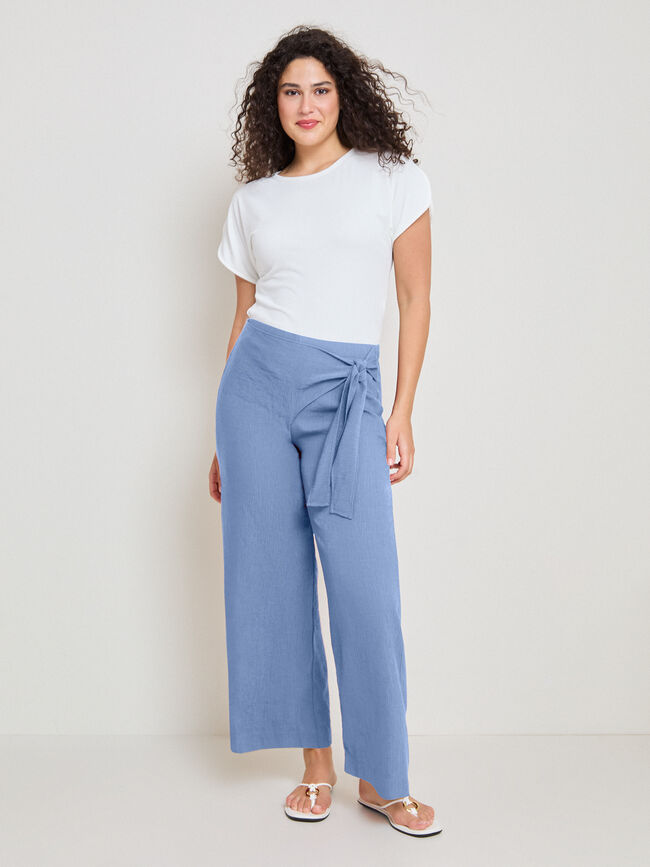 PANTAL&Oacute;N CINTURILLA LAZO Azul Chambray