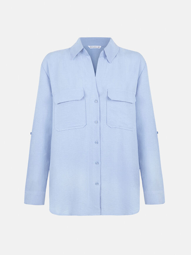 Camisa con bolsillos Azul Claro 2