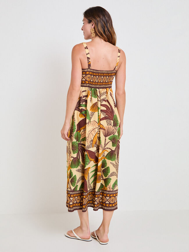 VESTIDO ESTAMPADO TIRANTES Light Ocre
