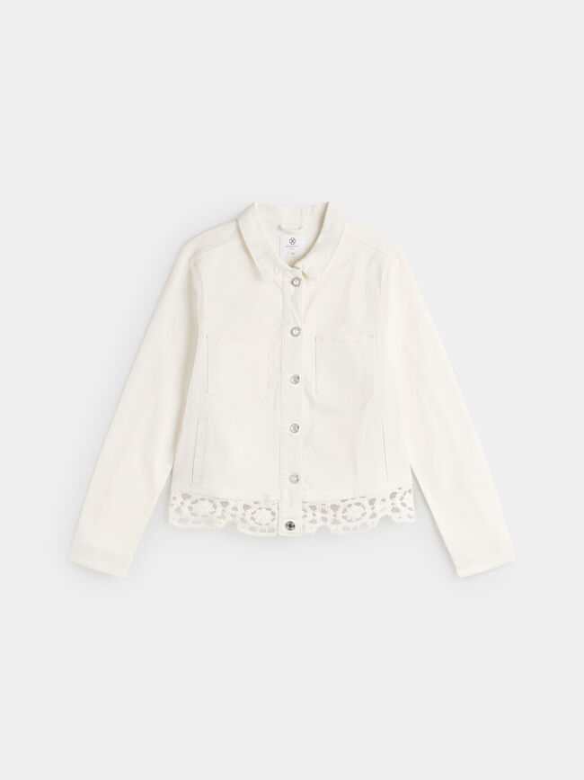Cazadora blanca bajo puntilla Blanco Hueso