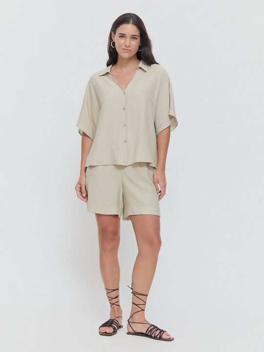 CAMISA ANCHA  CONJUNTO Blanco Hueso image number null