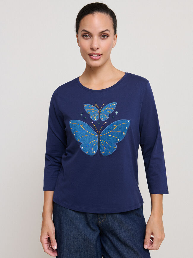 CAMISETA MARIPOSA DENIM Azul Noche