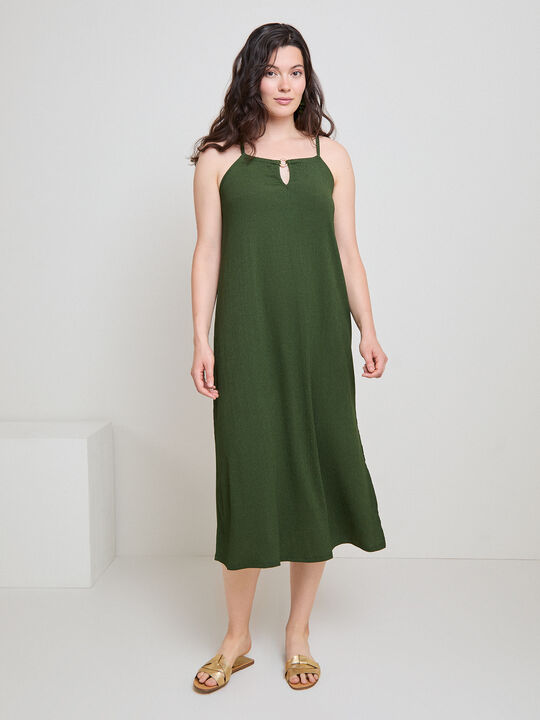 VESTIDO DETALLE verde militar image number null