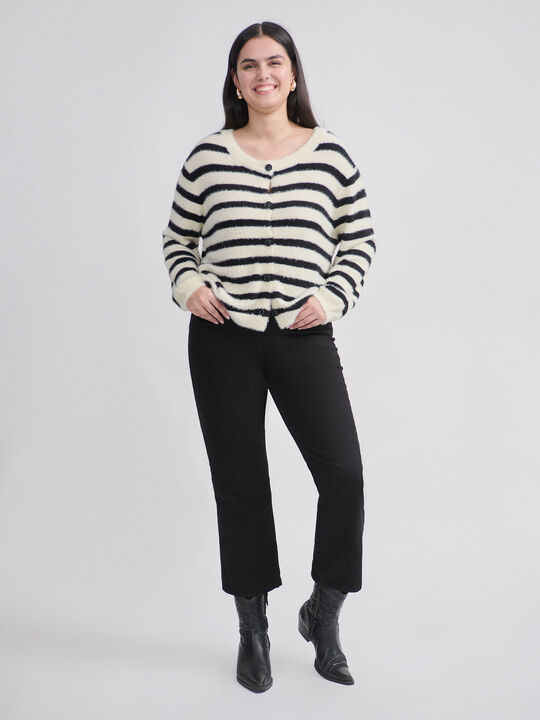 CARDIGAN PELO RAYAS Crudo image number null