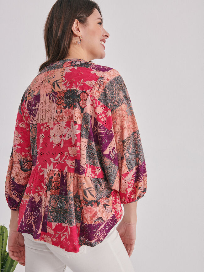 BLUSA ESTAMPADA Fucsia Oscuro