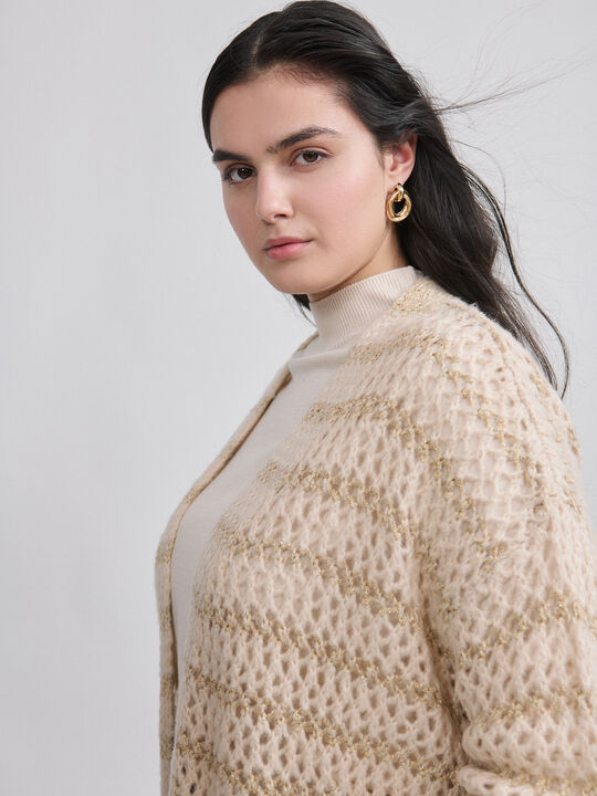 CARDIGAN CALADO ORO Beige image number null
