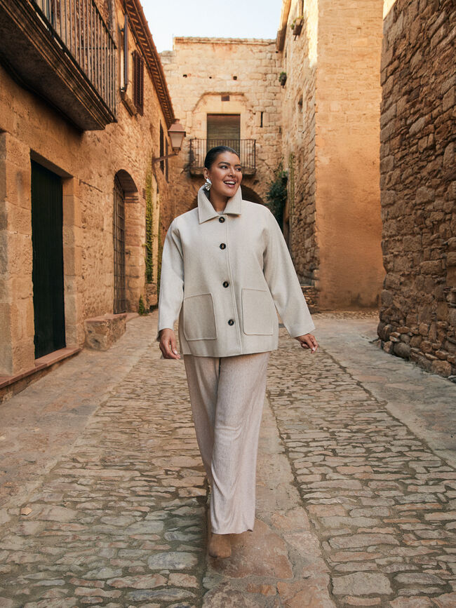 CHAQUETA PAÑO BASICA Crudo