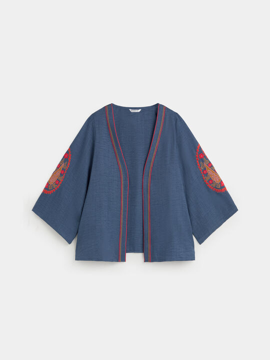 KIMONO ESTRUCTURA BORDADO Azul Marino image number null