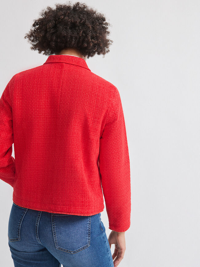 CHAQUETA TWEED FLECO Rojo Oscuro