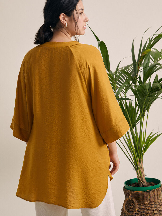Camisa túnica larga Mostaza