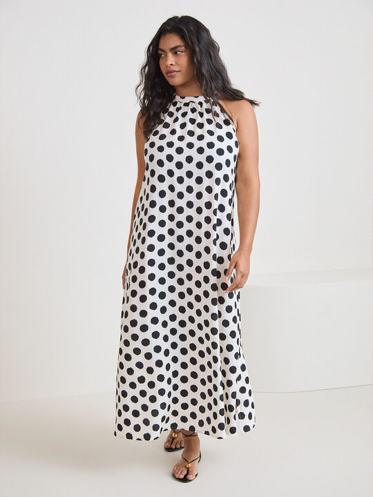 VESTIDO HALTER ESTAMPADO Negro image number null