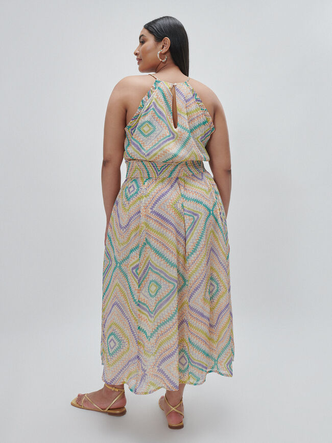 VESTIDO GASA ESTAMPADO Crudo