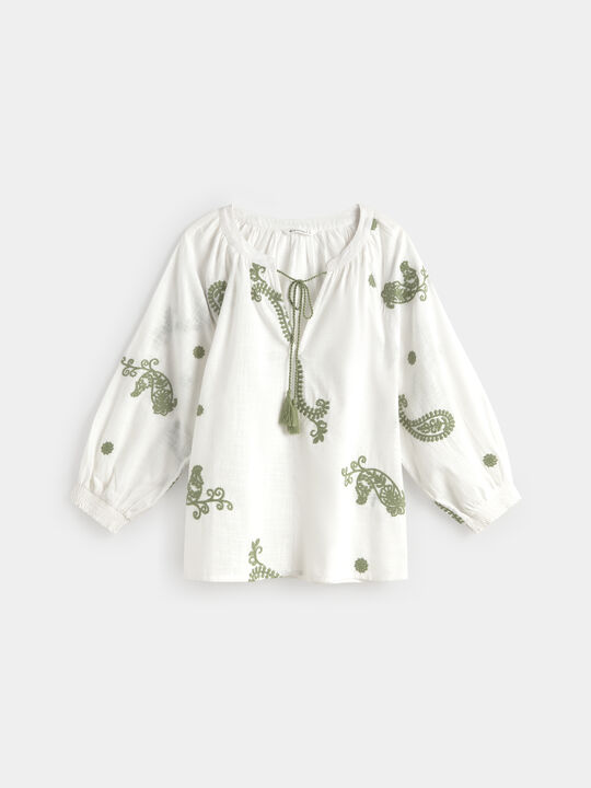 BLUSA BORDADA Blanco Optico image number null