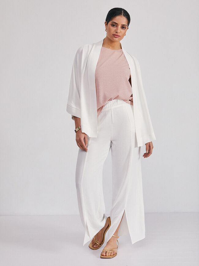 Kimono fluido textura Blanco Hueso