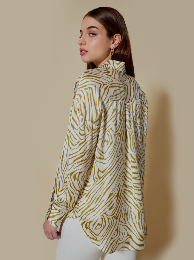 Blusa satén estampado Crudo
