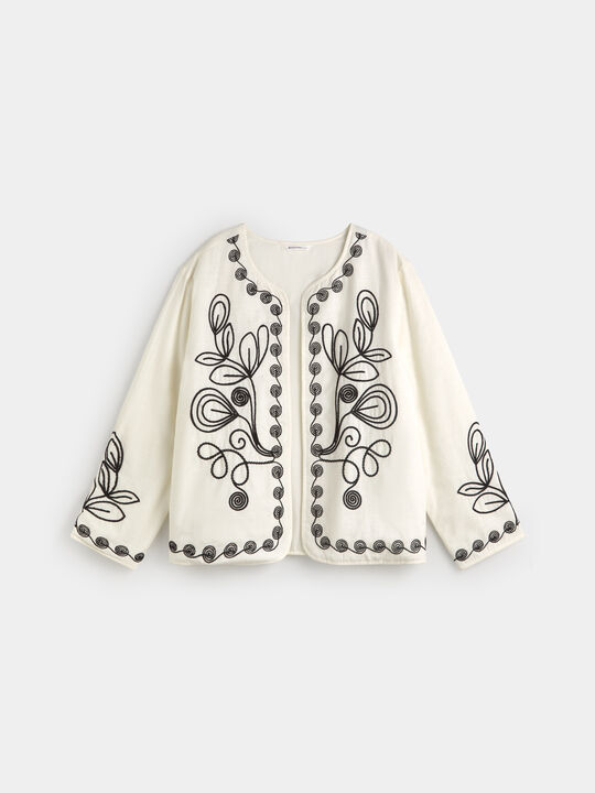 CHAQUETA ACOLCHADA BORDADA Crudo image number null