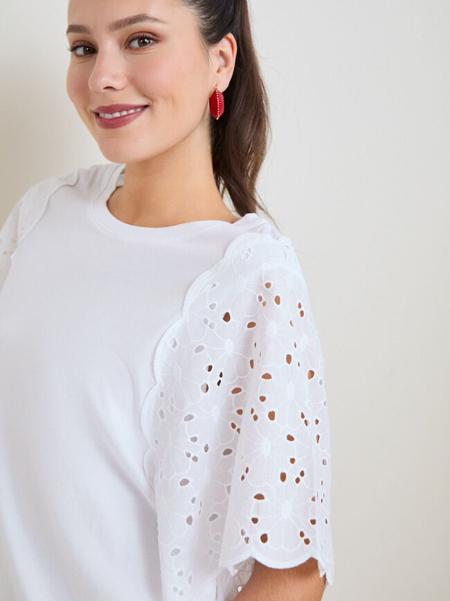 CAMISETA DETALLE MANGAS Blanco Optico