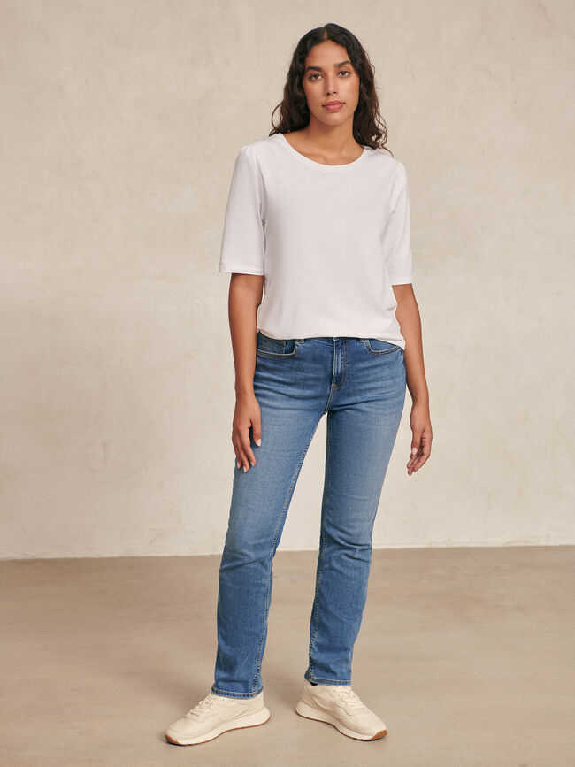 CAMISETA BÁSICA DETALLE FRUNCIDO EN HOMB Blanco Optico