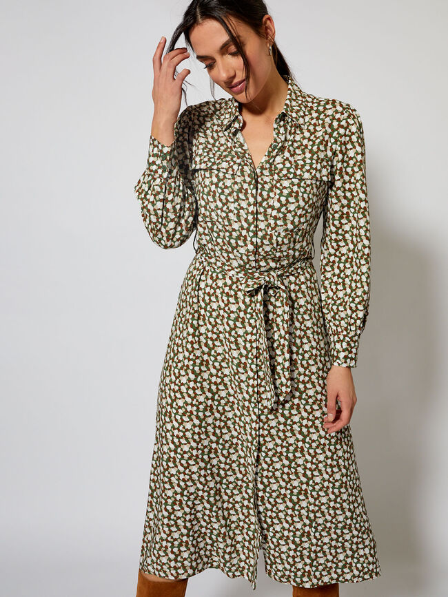 Camisero largo print Kaki
