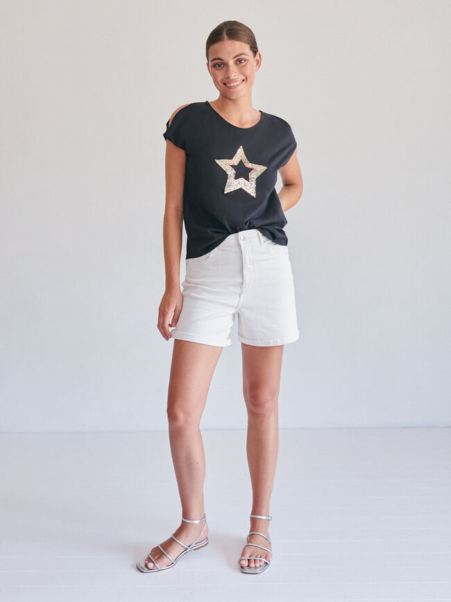 CAMISETA LENTEJUELAS ABERUTRAS Negro