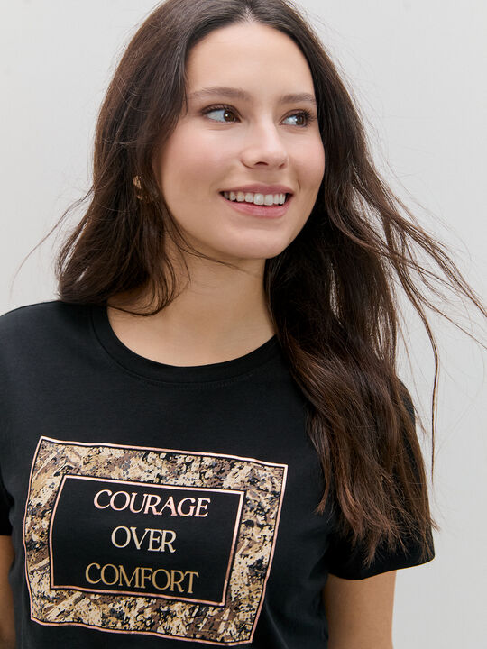 CAMISETA LEOPARDO BRILLANTE Negro image number null