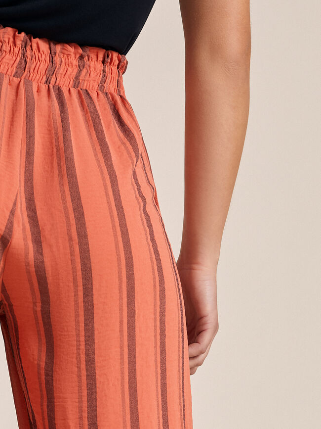 Pantalón culotte rayas Naranja quemado