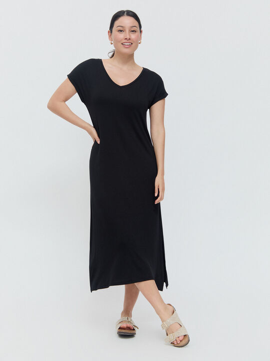VESTIDO LARGO ESTAMPADO Negro image number null