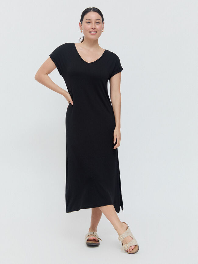VESTIDO LARGO ESTAMPADO Negro