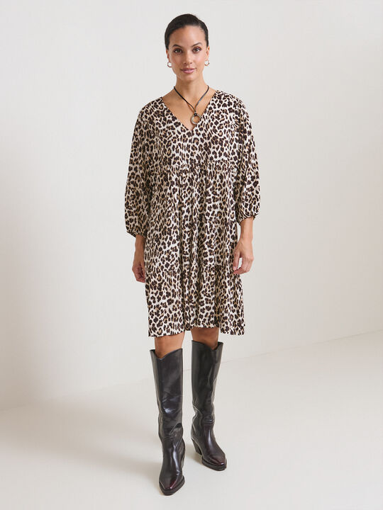 VESTIDO ESTAMPADO Negro image number null
