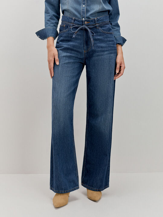 WIDE LEG CINTURÓN Dark blue image number null