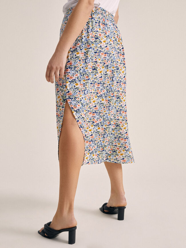 Falda estampada detalle botones Azul Marino