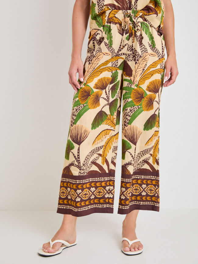PANTAL&Oacute;N FLUIDO ESTAMPADO Light Ocre