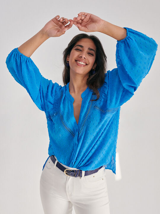 BLUSA ROMÁNTICA Azul Brillante image number null