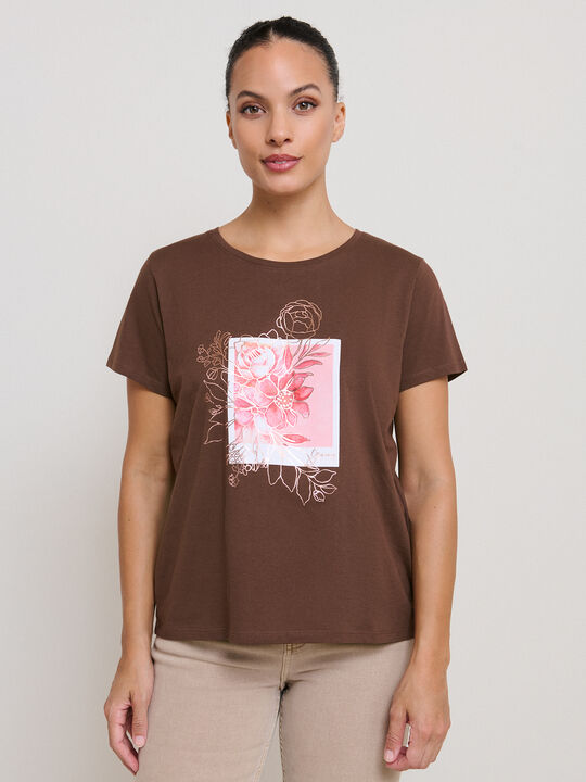 CAMISETA POSTAL FLORAL Marron image number null