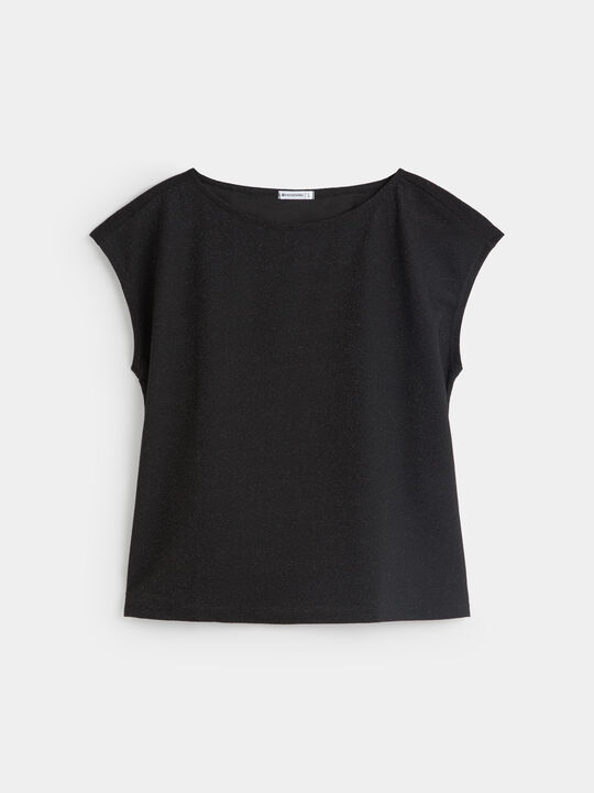 CAMISETA DETALLE BRILLO Negro image number null