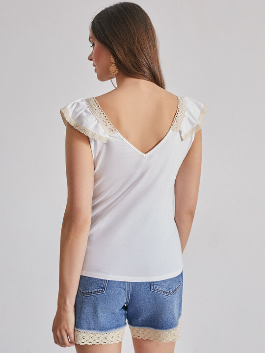 top algodón crochet Blanco Hueso image number null