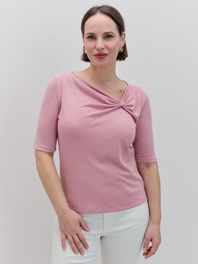 CAMISETA LANOSO PLIEGUES Rosa Claro