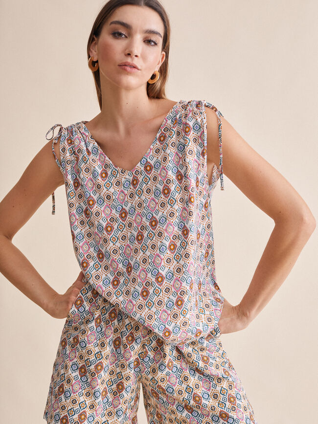 TOP FLUIDO ESTAMPADO Rosa Oscuro