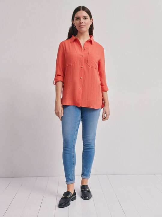BLUSA CAMISERA Coral image number null