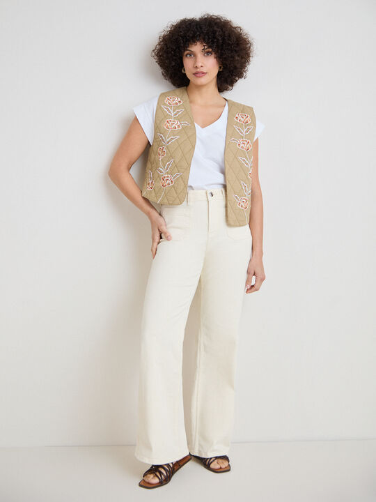 WIDE LEG CROP BOLSILLOS Vainilla image number null