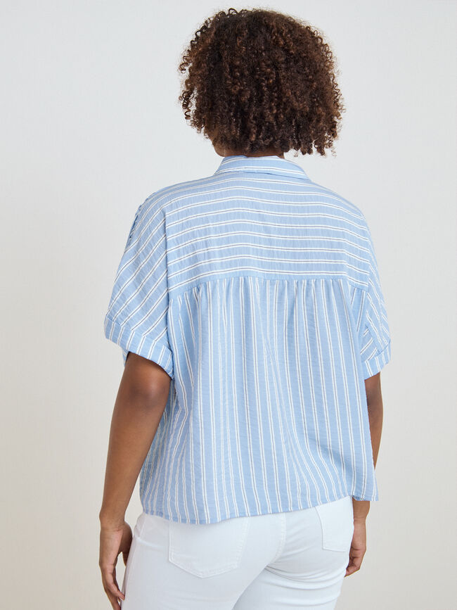 CAMISA MANGA CAIDA Azul Bebe