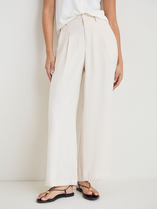 PANTAL&Oacute;N ANCHO PINZAS Beige