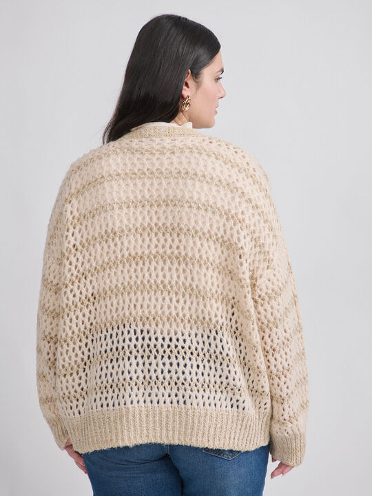 CARDIGAN CALADO ORO Beige image number null