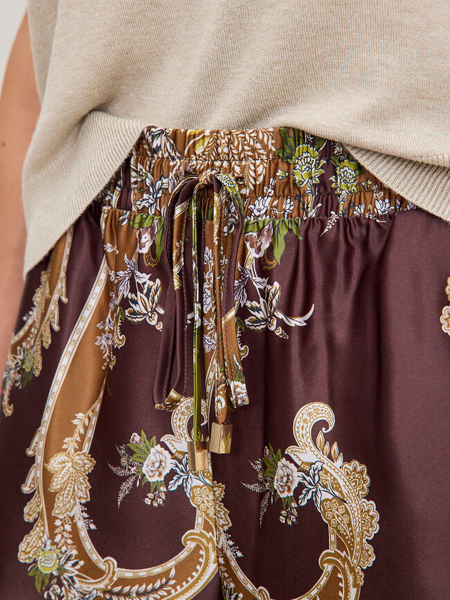 PANTALON LARGO ESTAMPADO Marron