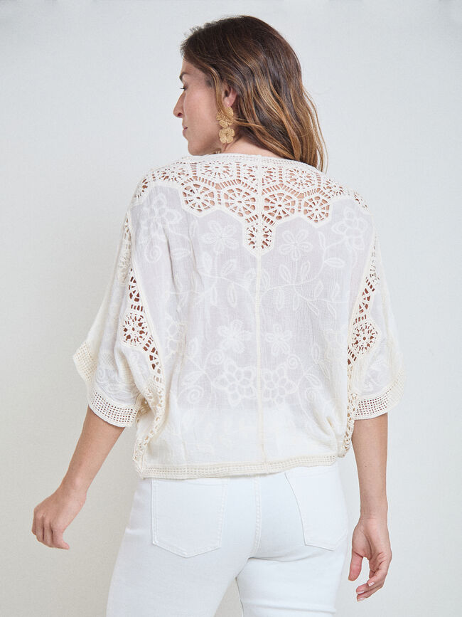 KIMONO CROCHET Crudo