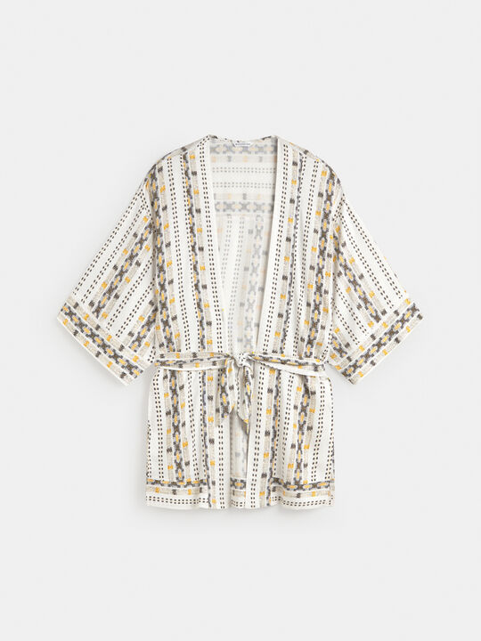 KIMONO FLUIDO ESTAMPADO Blanco Optico image number null